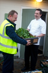 James McKenzie checks the daily veg delivery 